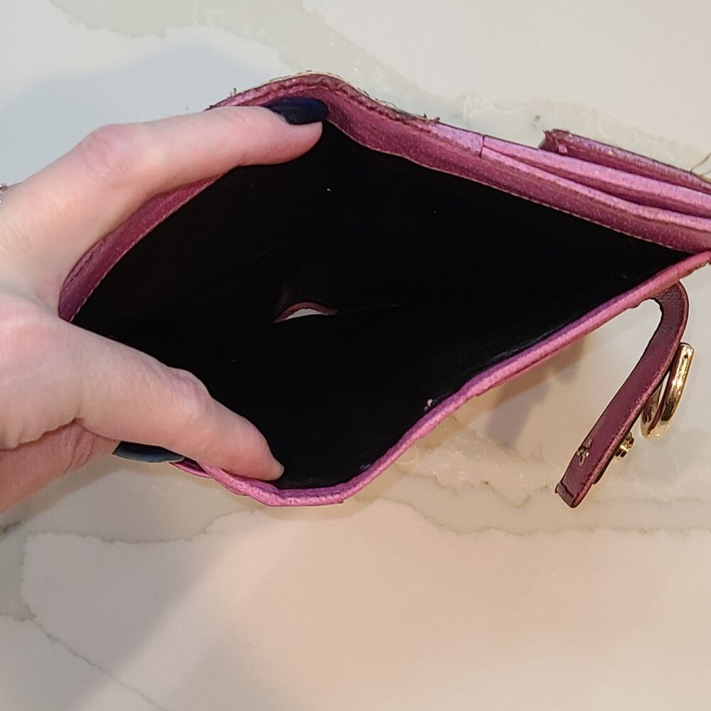 Vintage Gucci Abbey GG Horsebit Monogram Long Wallet Fuchsia Leather Trim Fair - Picture 15 of 15